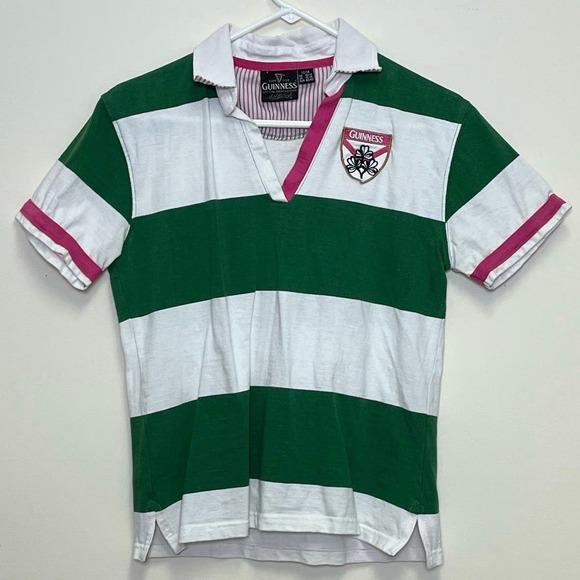 Official Guinness Polo Rugby Stripe Top US 10 12 - Picture 1 of 8